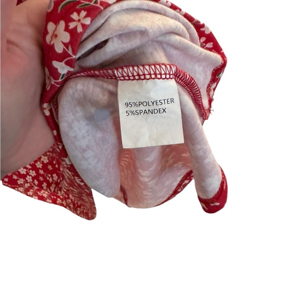 Women’s Red & White Short Sleeve Floral Pattern V-Neck Maternity Dress. Size XL. - Picture 6 of 8